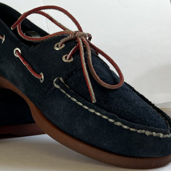 Sperry navy saude topsiders pink sould and laces size 10 - Picture 1 of 8